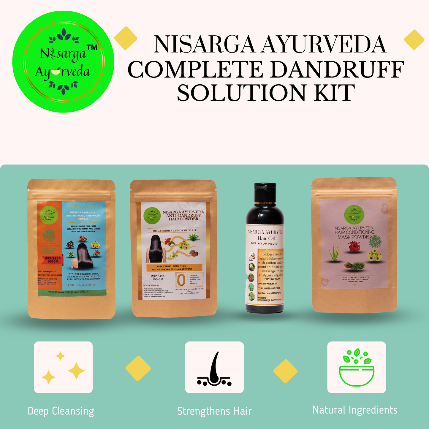 Anti-Dandruff hair Pack Reduce scalp Itching, Hair fall, Dandruff| Hair Conditioning- Combo pack of 4