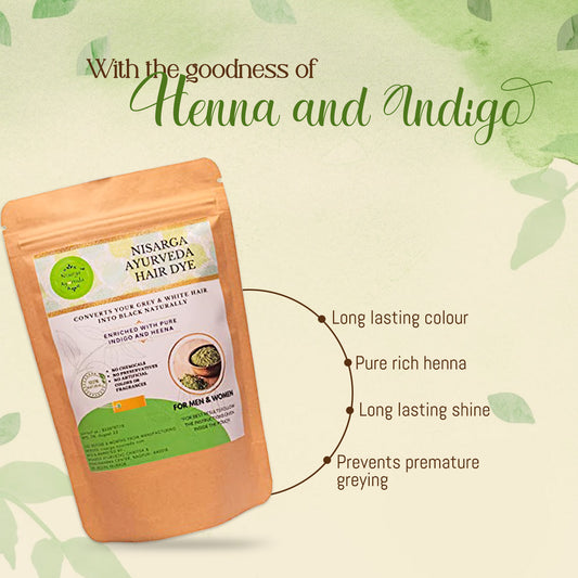 Ayurvedic Hair Colour Henna & Indigo Powder for Black & Brown Hair Colour and Grey & White Hair - 100 gm