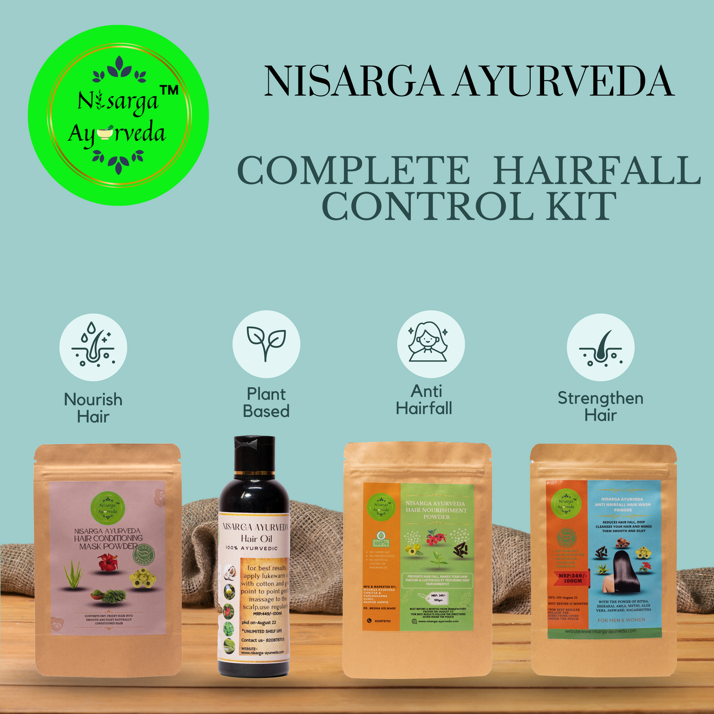 Ayurvedic Hair Care Kit for Nourishment and Strong, Healthy Hair Growth - Combo Pack of 4