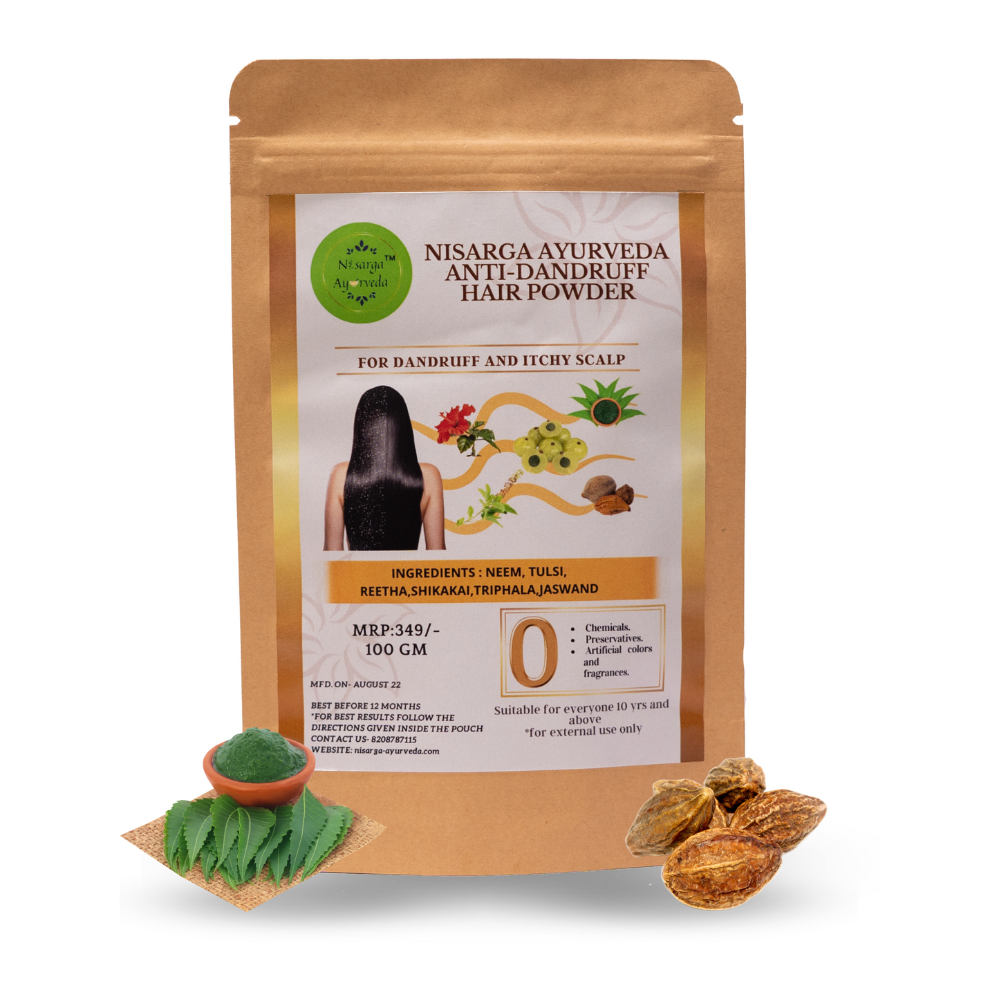 Anti-Dandruff Hair Pack Powder for Itchy, Scaly Scalp | Fights Infections, Pollution & Sweat-100gm