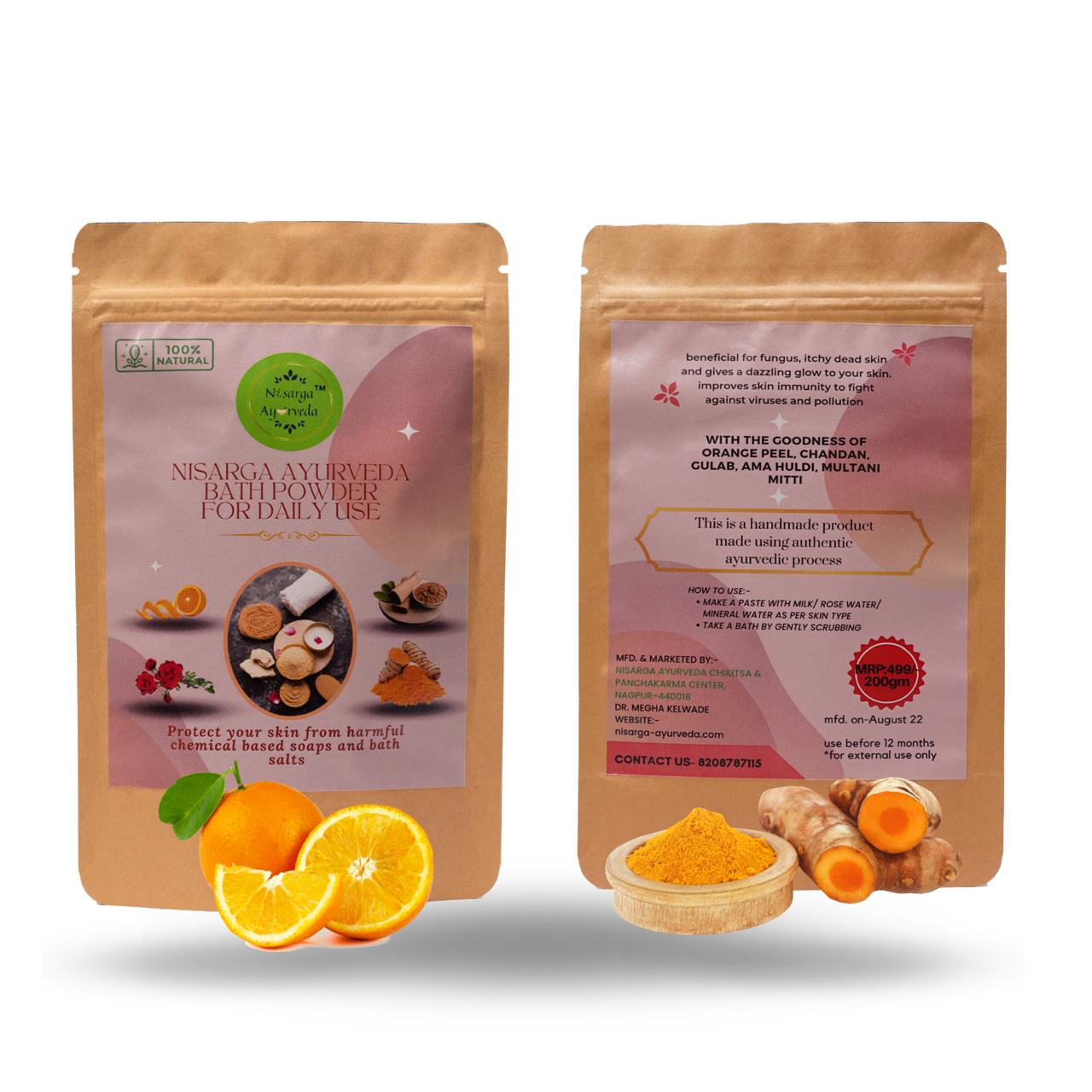 Ayurvedic Daily Bath Powder Scrub for Face, Body and Skin Glowing | Improves Skin Immunity | Fight Against Pollution-100gm