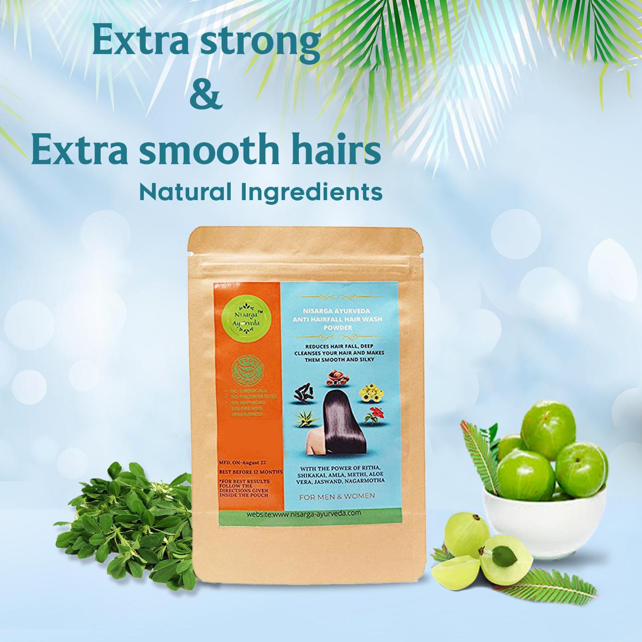 Anti-Hair Fall Shampoo Powder Controls Hair Fall | Repairs Damaged Hair into Smooth and Silky with Deep Cleaning of Scalp and Hair-100 gm