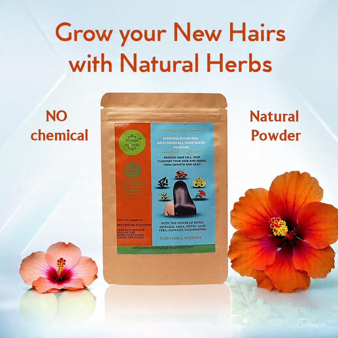 Anti-Hair Fall Shampoo Powder Controls Hair Fall | Repairs Damaged Hair into Smooth and Silky with Deep Cleaning of Scalp and Hair-100 gm
