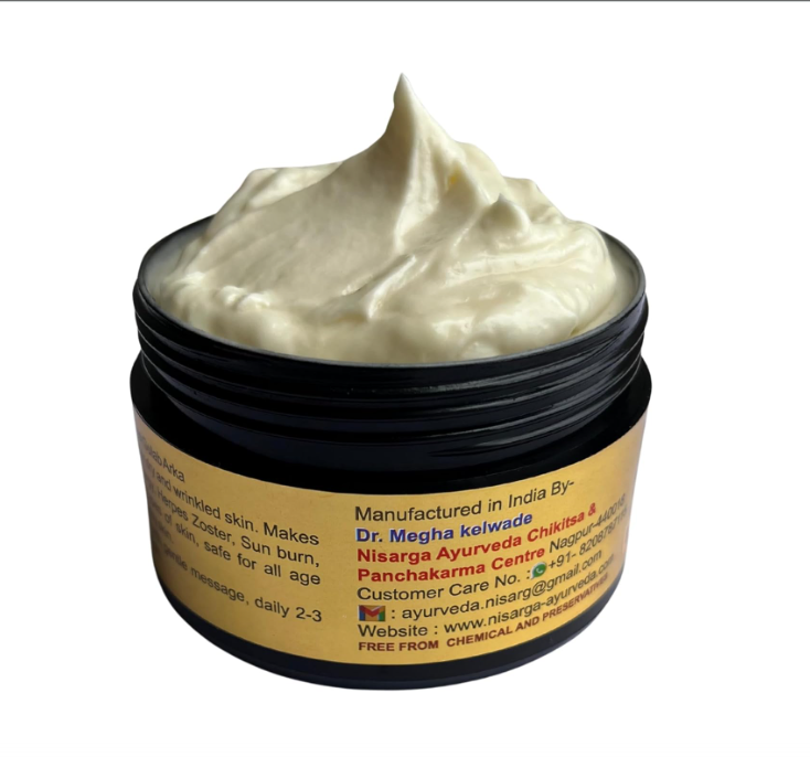 Shata Dhouta Ghrita 100 times washed Cow ghee daily Moisturiser Cream | Sunscreen UV Protection | Anti-ageing |Anti-Wrinkle Face & Skin Cream-40gm