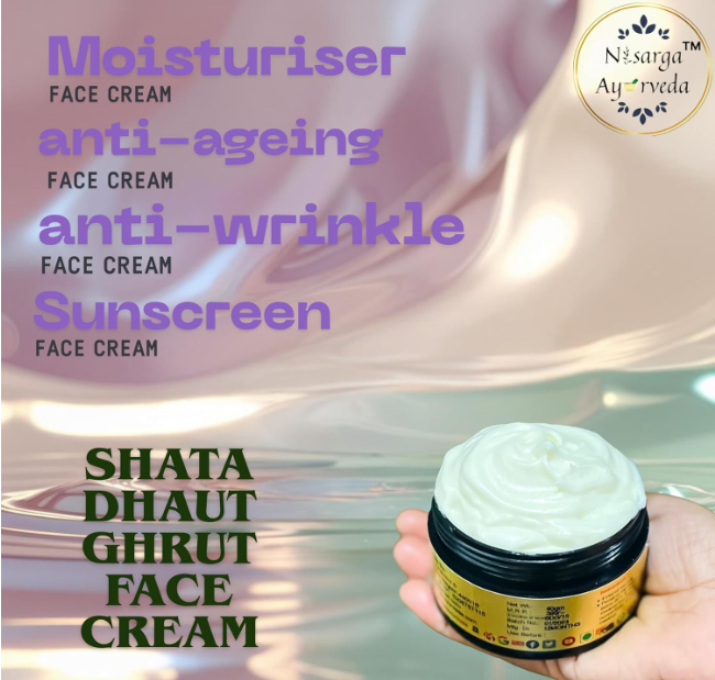 Shata Dhouta Ghrita 100 times washed Cow ghee daily Moisturiser Cream | Sunscreen UV Protection | Anti-ageing |Anti-Wrinkle Face & Skin Cream-40gm