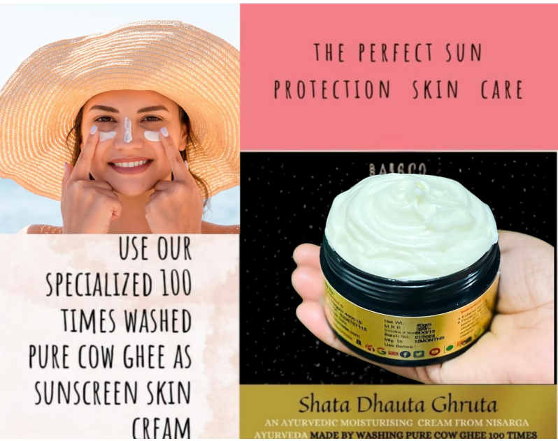 Shata Dhouta Ghrita 100 times washed Cow ghee daily Moisturiser Cream | Sunscreen UV Protection | Anti-ageing |Anti-Wrinkle Face & Skin Cream-40gm