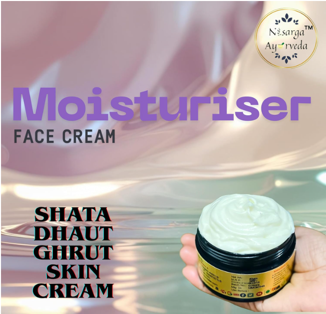 Shata Dhouta Ghrita 100 times washed Cow ghee daily Moisturiser Cream | Sunscreen UV Protection | Anti-ageing |Anti-Wrinkle Face & Skin Cream-40gm