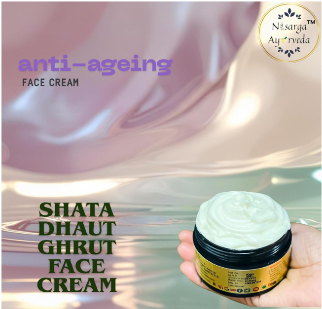 Shata Dhouta Ghrita 100 times washed Cow ghee daily Moisturiser Cream | Sunscreen UV Protection | Anti-ageing |Anti-Wrinkle Face & Skin Cream-40gm