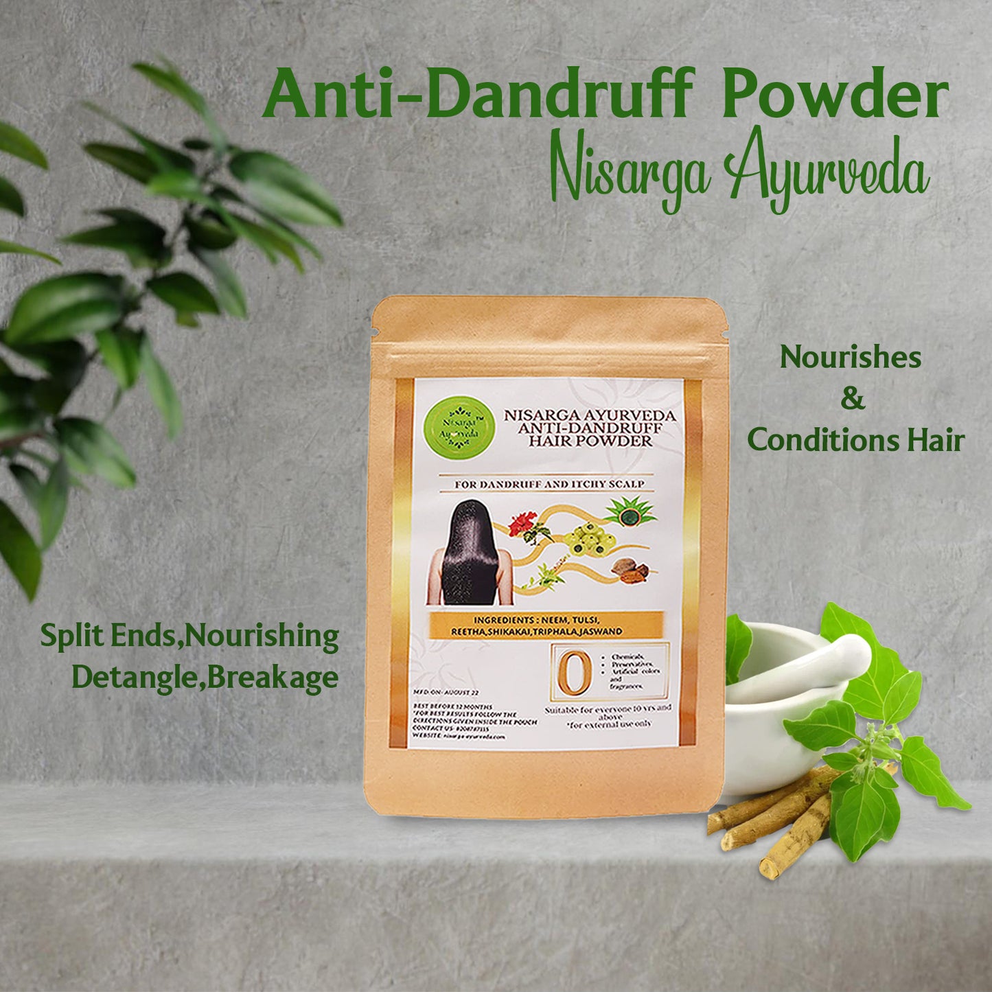 Anti-Dandruff Hair Pack Powder for Itchy, Scaly Scalp | Fights Infections, Pollution & Sweat-100gm