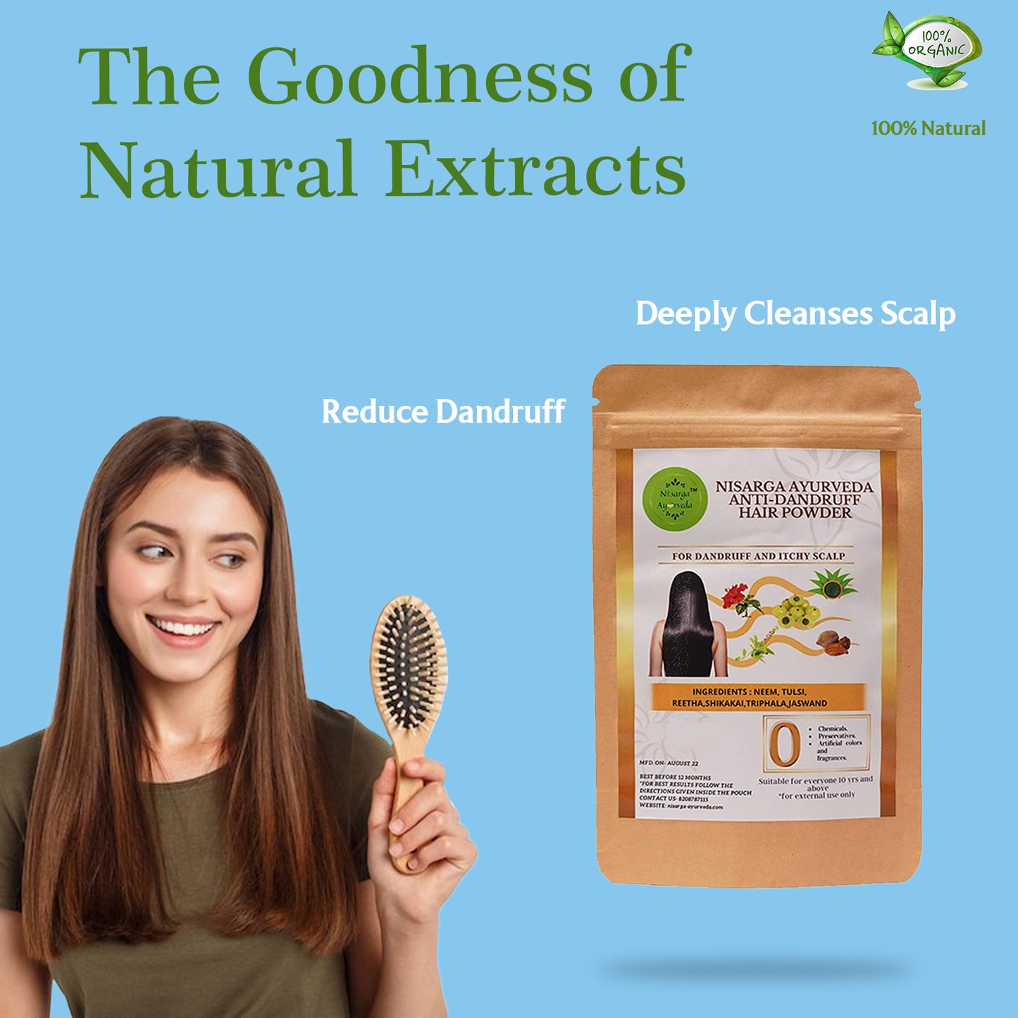 Anti-Dandruff Hair Pack Powder for Itchy, Scaly Scalp | Fights Infections, Pollution & Sweat-100gm