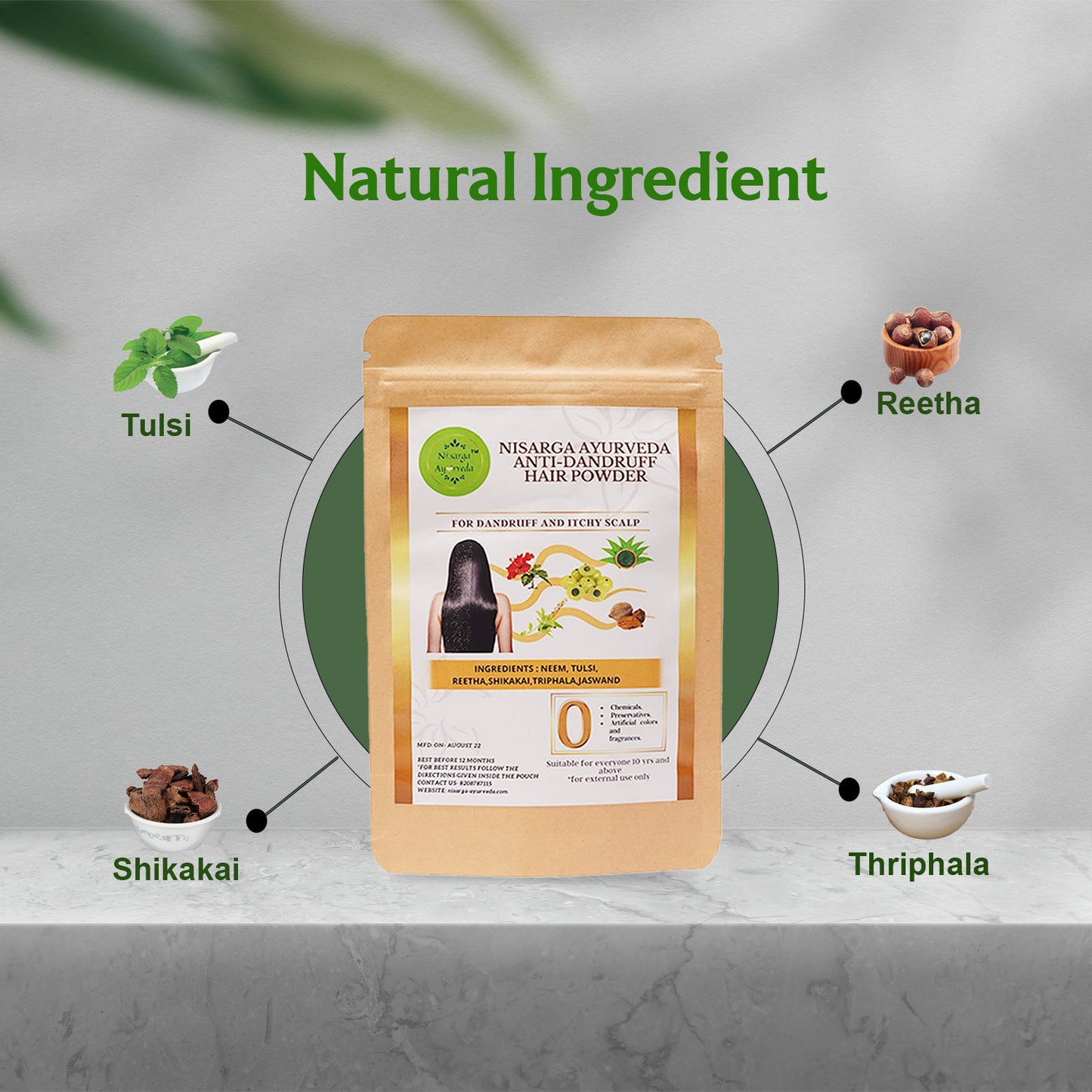 Anti-Dandruff Hair Pack Powder for Itchy, Scaly Scalp | Fights Infections, Pollution & Sweat-100gm