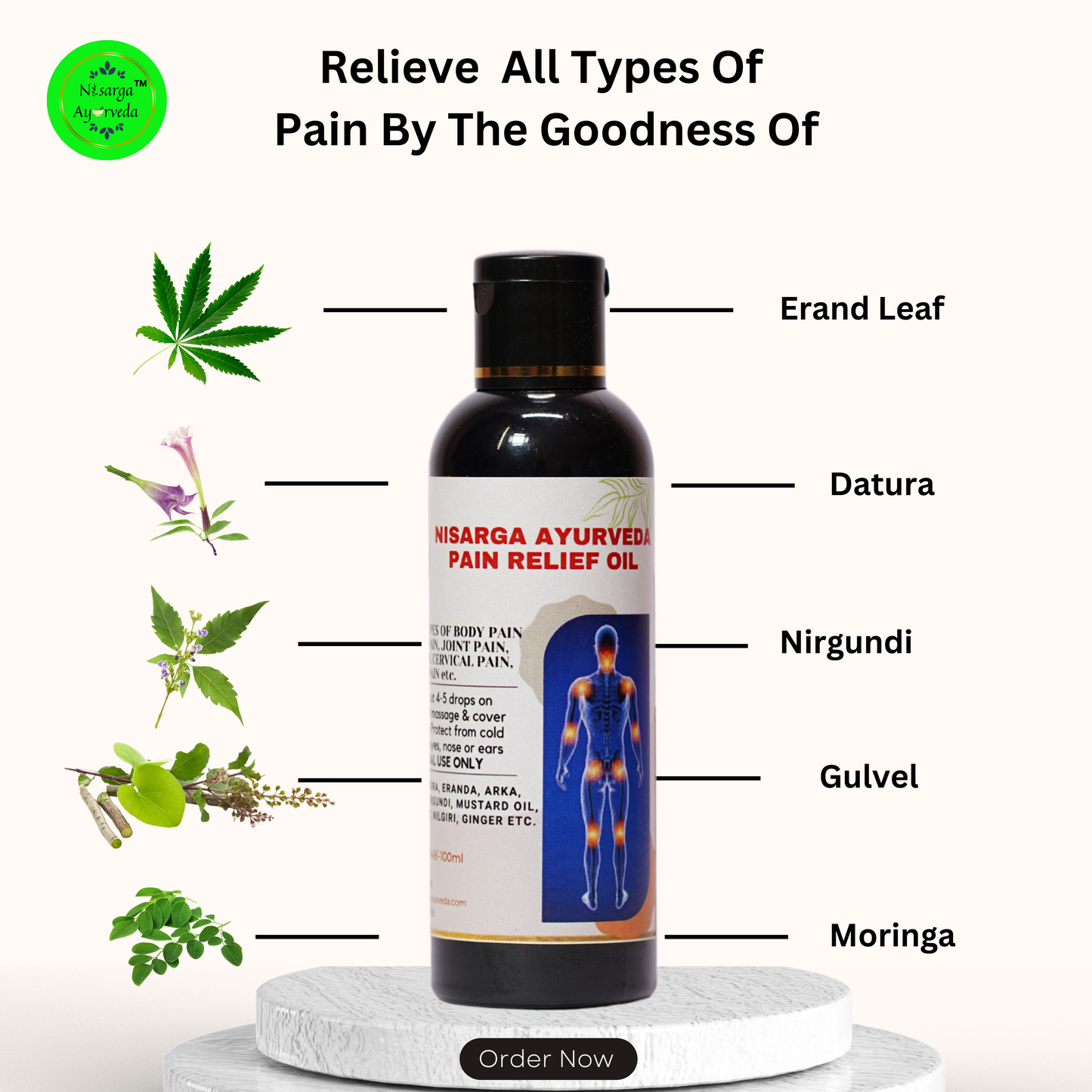 Ayurvedic Pain Relief Oil for Joint and Muscle Discomfort | Alleviate Frozen Shoulder, Sciatica, and Gouty Arthritis Pain – Pack of 2 (100ml Each)