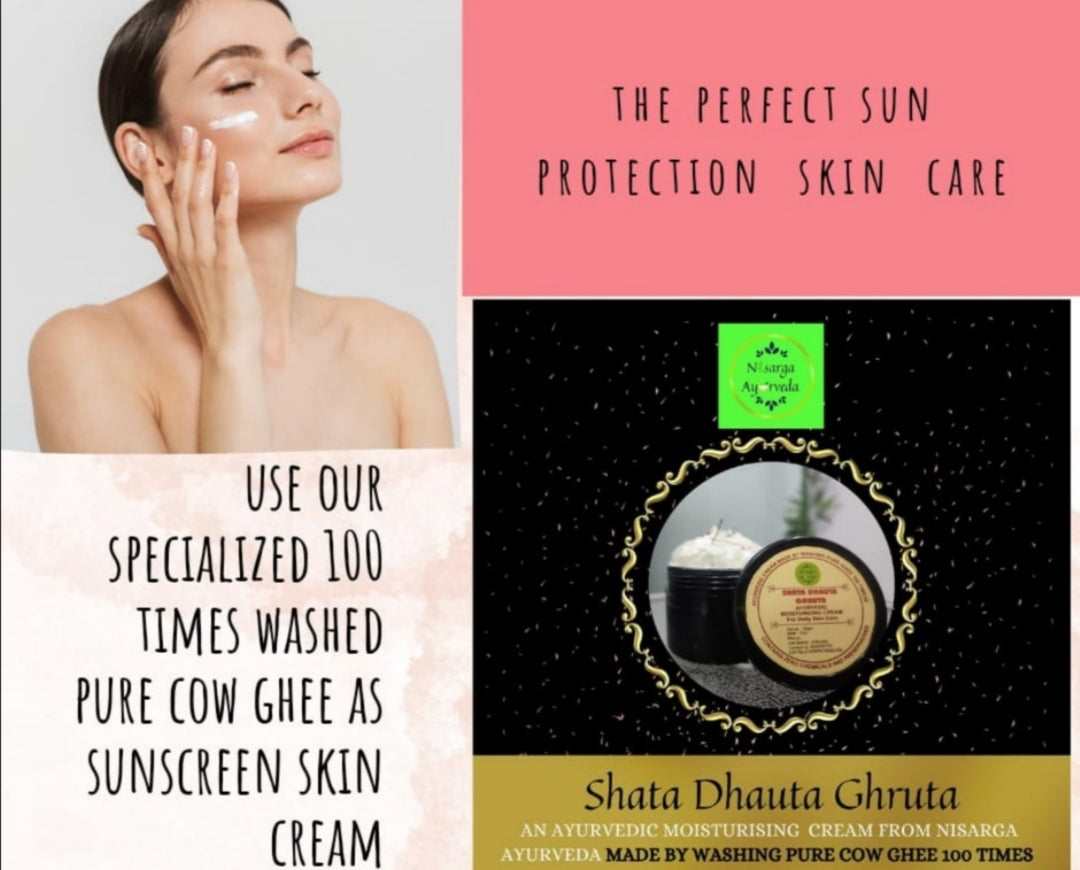 Shata Dhouta Ghrita 100 times washed Cow ghee daily Moisturiser Cream | Sunscreen UV Protection | Anti-ageing |Anti-Wrinkle Face & Skin Cream-40gm