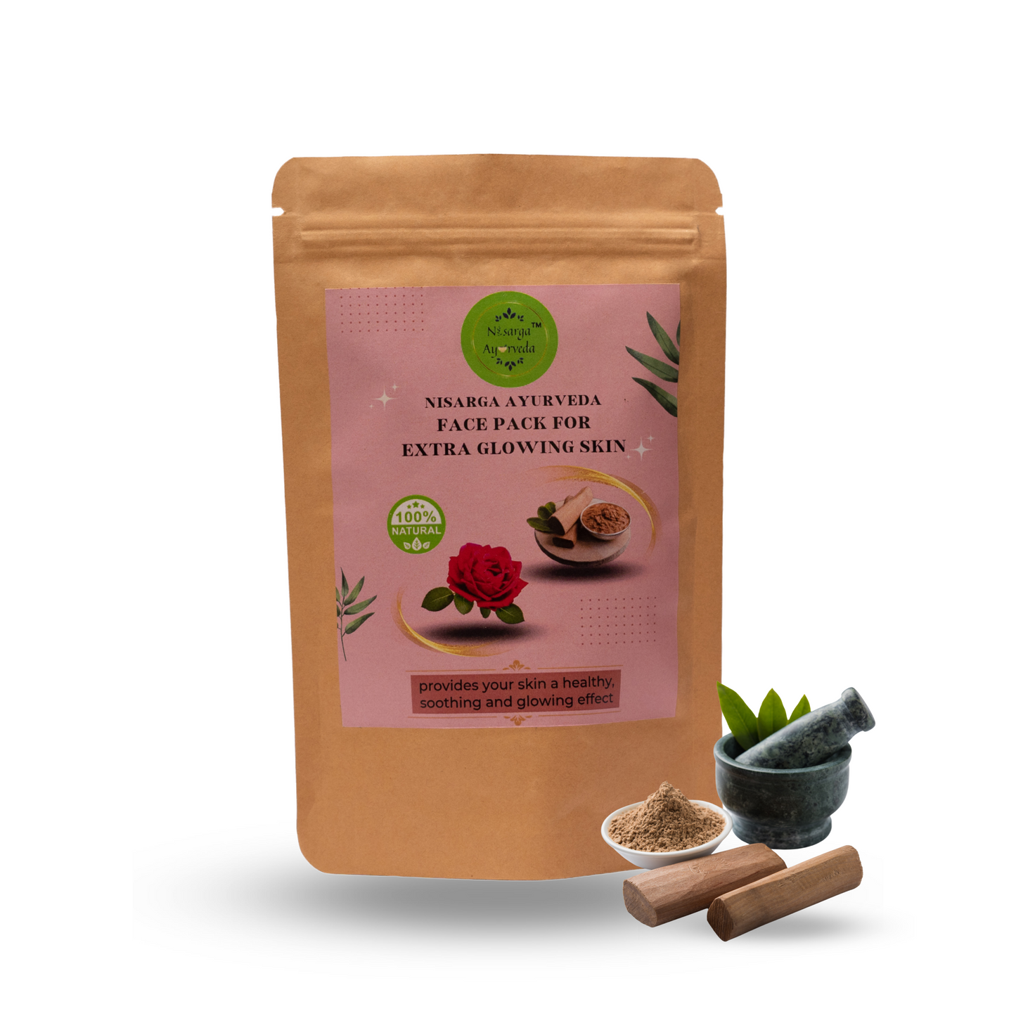 Ayurvedic Skin Glowing | Brightening | Shining | Revitalizing Rose Face Pack Scrub for Men Women and Children - 100 gm