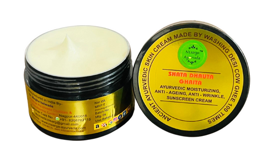 Shata Dhouta Ghrita 100 times washed Cow ghee daily Moisturiser Cream | Sunscreen UV Protection | Anti-ageing |Anti-Wrinkle Face & Skin Cream-40gm