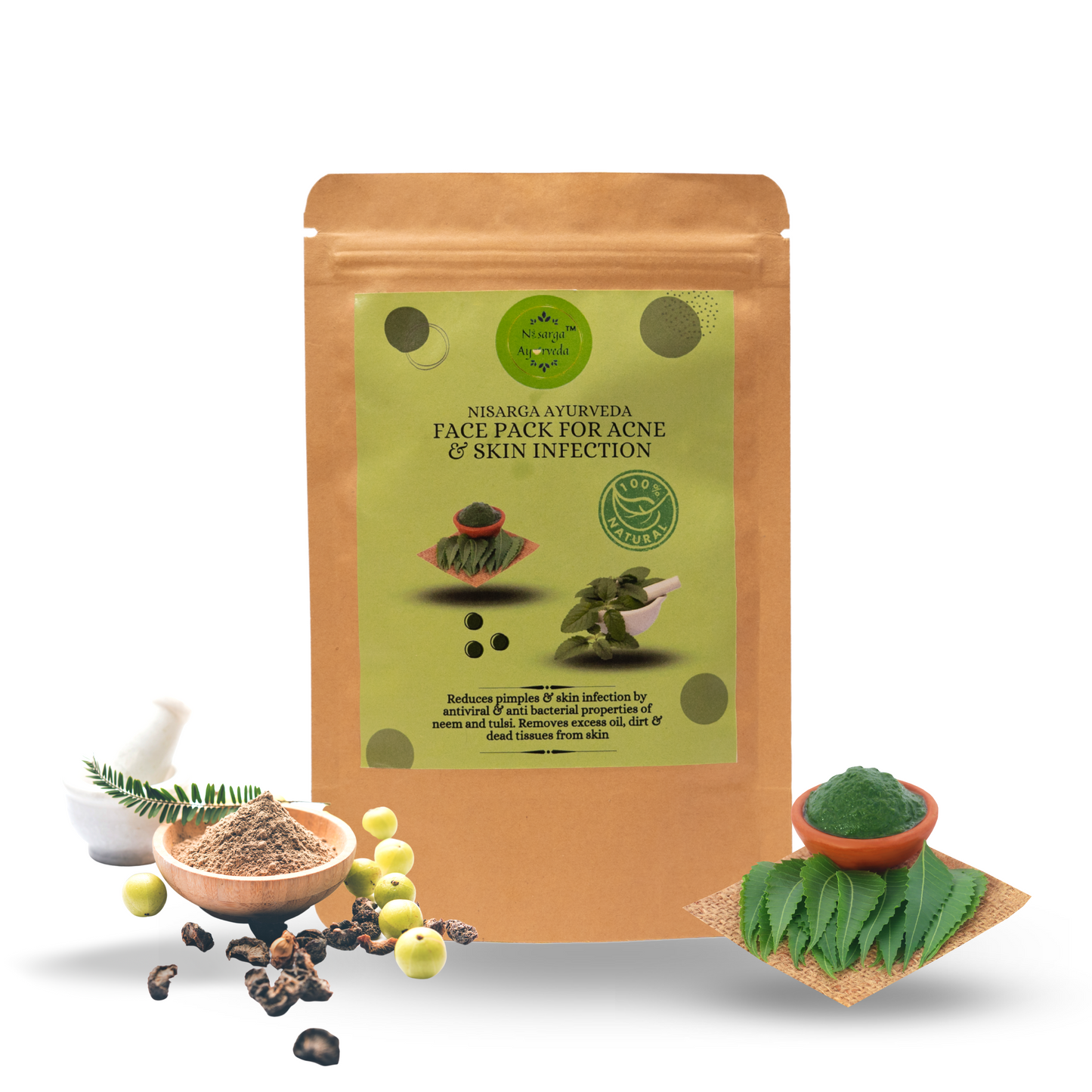 Ayurvedic Acne | Pimple | Skin Infection Clearing | Dark Spot Removal Face Pack-100gm