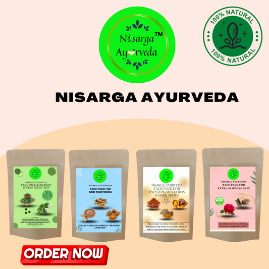 Ayurvedic Face pack combo for Skin Glowing| Skin Tightening | Acne & Pimple | Dark Spots Removal -Pack of 4 (100gm x 4)