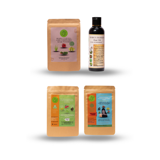 Ayurvedic Hair Care Kit for Nourishment and Strong, Healthy Hair Growth - Combo Pack of 4