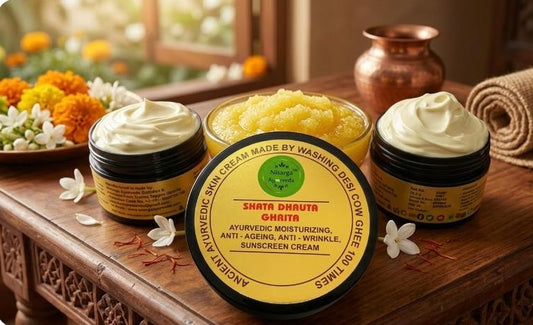 Shata Dhouta Ghrita 100 times washed Cow ghee daily Moisturiser Cream | Sunscreen UV Protection | Anti-ageing |Anti-Wrinkle Face & Skin Cream-40gm