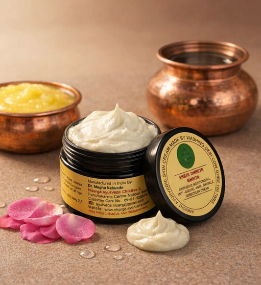 Shata Dhouta Ghrita 100 times washed Cow ghee daily Moisturiser Cream | Sunscreen UV Protection | Anti-ageing |Anti-Wrinkle Face & Skin Cream-40gm
