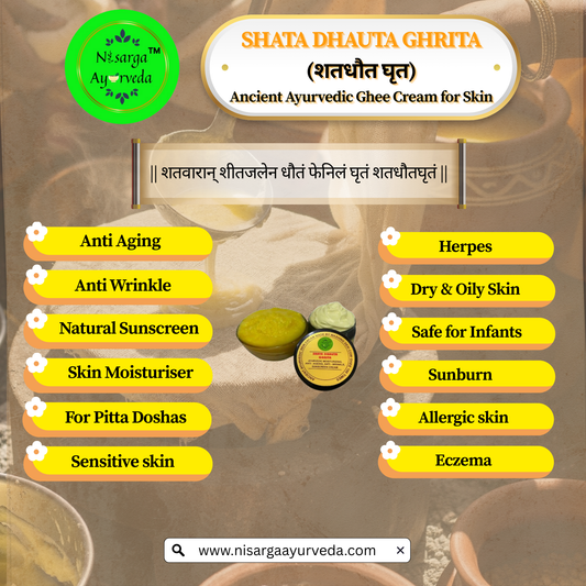 Shata Dhouta Ghrita 100 times washed Cow ghee daily Moisturiser Cream | Sunscreen UV Protection | Anti-ageing |Anti-Wrinkle Face & Skin Cream-40gm