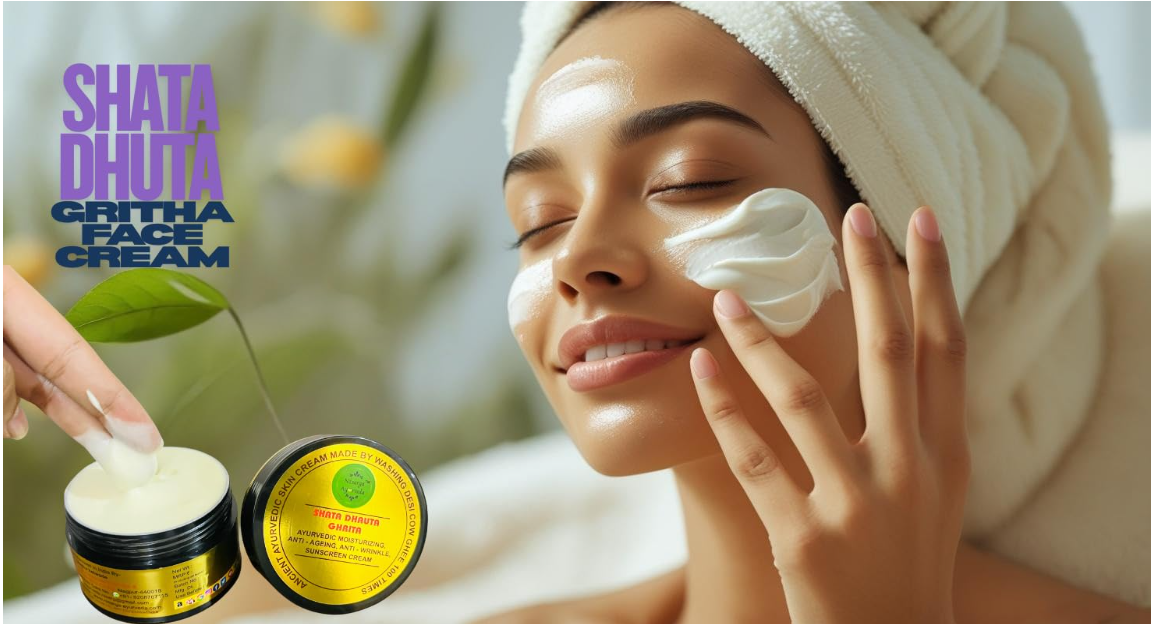 Shata Dhouta Ghrita 100 times washed Cow ghee daily Moisturiser Cream | Sunscreen UV Protection | Anti-ageing |Anti-Wrinkle Face & Skin Cream-40gm