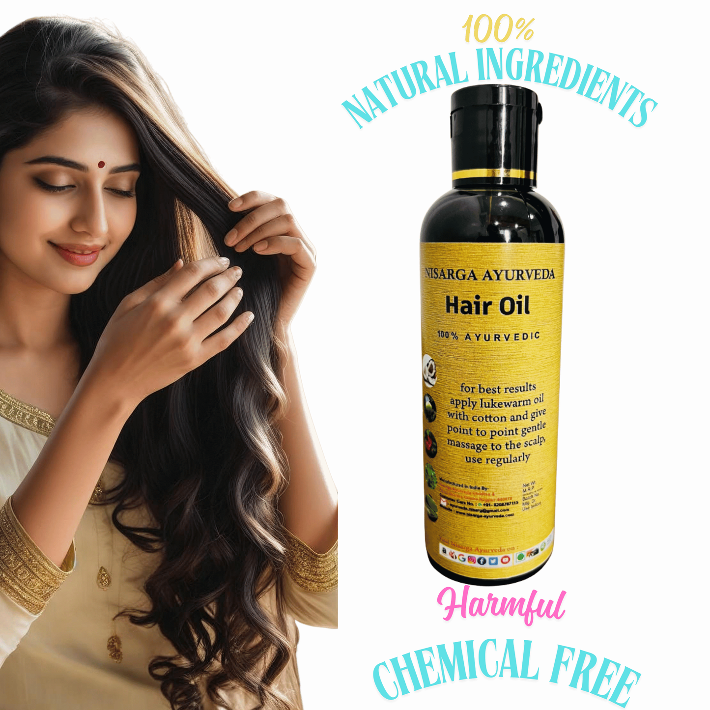 Ayurvedic Hair Oil for Hair Fall control | Hair Nourishment for Men and Women-100ml