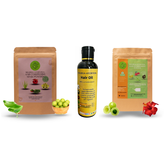 Ayurvedic Hair Conditioning Kit transforms Dry, Frizzy Hair to Smooth, stronger & Shiny-Pack of 3